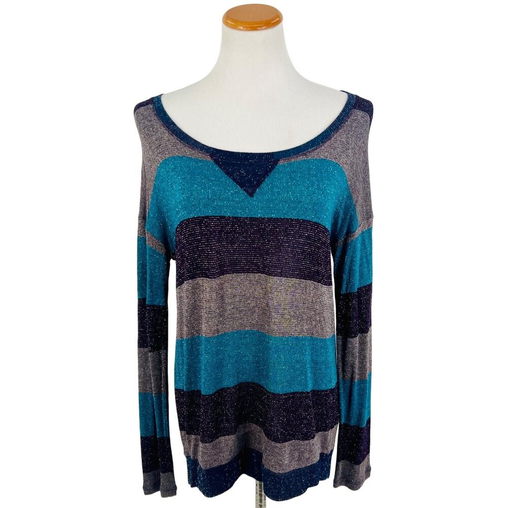 NWT Splendid Shimmery Striped Slouchy Lurex Sweater Knit | Glamoratti Sirencore - Picture 4 of 16